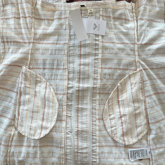 Roxy Sweeter Dreams Striped Cream Summer Mini Dress, Size Small - Picture 11 of 13